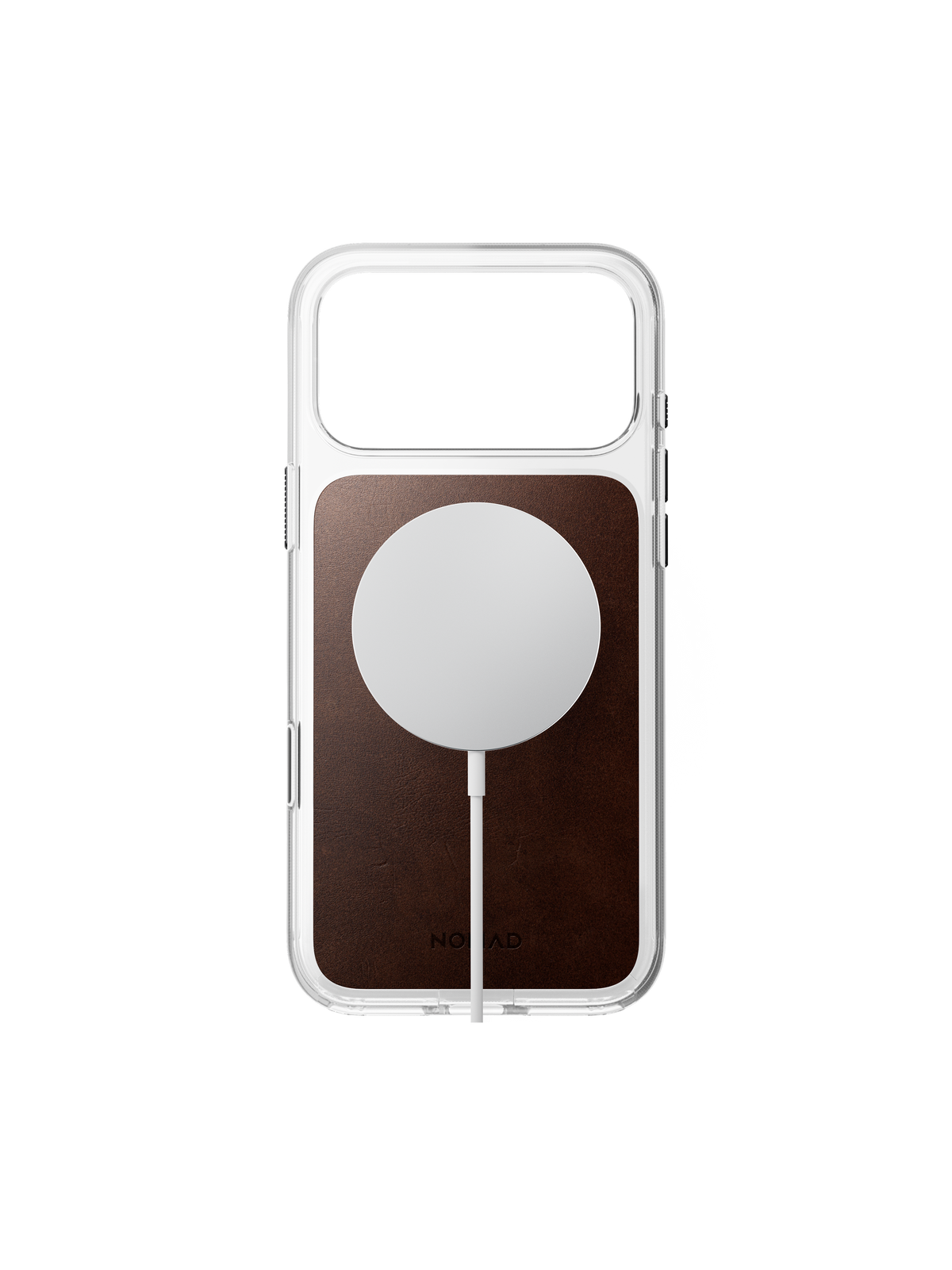 Nomad Clear Case with Horween Leather for iPhone 18 Pro Max - Rustic Brown
