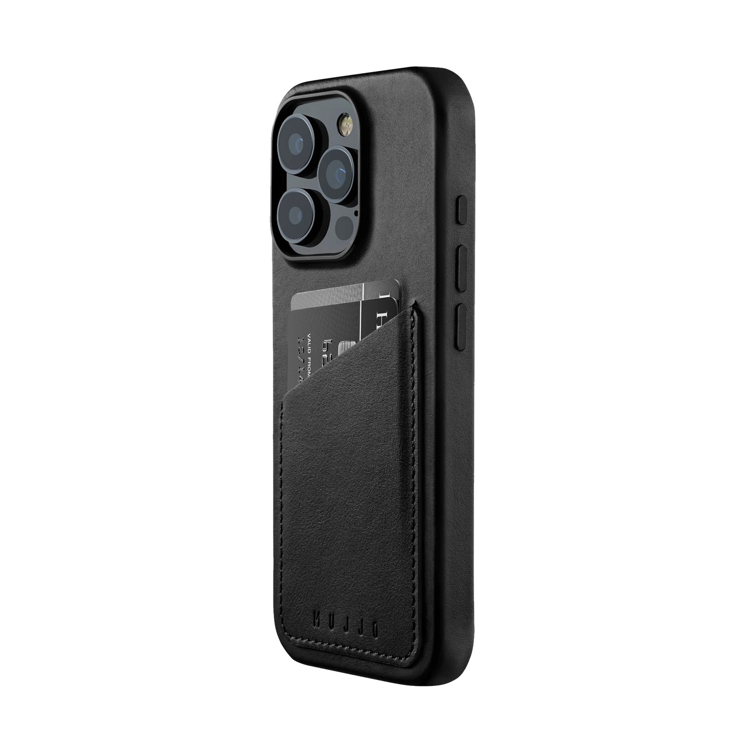 Mujjo Full Leather Wallet Case for iPhone 16 Pro - Black